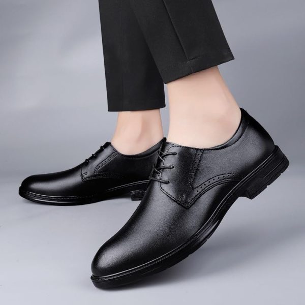 Oxford Shoes for Men Lace Up Vintage Top-Grain Leather Prom Wedding Anti-Slip Non Slip Rubber Sole Block Heel Casual Shoe