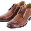 Men's Invisible Height Increasing Elevator Shoes - Brown Premium Leather Lace-up Formal Oxfords - 3 Inches Taller - Y40201 -