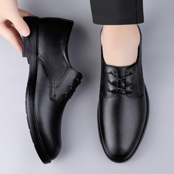 Oxford Shoes for Men Lace Up Vintage Top-Grain Leather Prom Wedding Anti-Slip Non Slip Rubber Sole Block Heel Casual Shoe