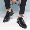 Brogue Oxford Shoes for Men Burnished Leather Lace Up Wedding Anti-Slip Rubber Sole Slip Resistant Block Heel Shoe Business Cap
