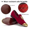 Mens Velvet Loafers Dress Shoes with Metal Embellishments Party Luxury Loafer Shoes