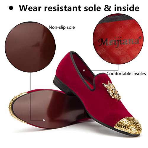 Mens Velvet Loafers Dress Shoes with Metal Embellishments Party Luxury Loafer Shoes