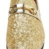 Men Loafer Metallic Textured Slip-on Glitter Sequins Fashion Wedding Dress Shoes Golden