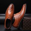 Formal Shoes for Men Lace Up Leather Uniform Prom Wedding Slip Resistant Block Heel Rubber Sole Casual Shoe Round Toe