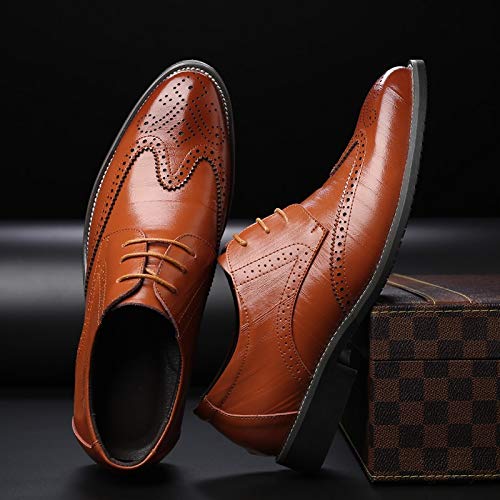 Formal Shoes for Men Lace Up Leather Uniform Prom Wedding Slip Resistant Block Heel Rubber Sole Casual Shoe Round Toe