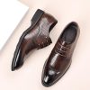 Men Dress Shoes Lace Up Pu Leather Classic Business Party Wedding Rubber Sole Slip Resistant Block Heel Casual Casual