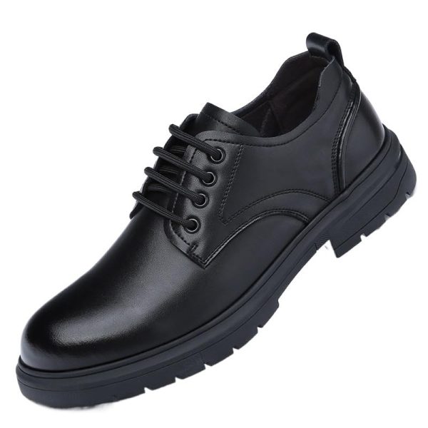 Men's Platform Dress Oxford Formal Shoes Lace Up Genuine Leather Block Heel Wedding Prom Round Toe