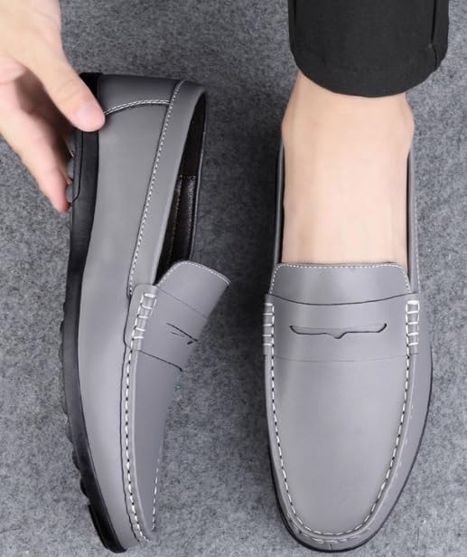 PU Leather Slip Resistant Flat Heel Lightweight Classic Slip-on Party Shoes Wedding Loafers for Mens