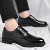 Mens Hollow Oxford Shoes Lace Up Party Pu Leather Cap Toe Design Non Slip Block Heel Shoe for Business Office Party Wedding