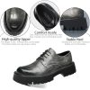 Men's Printed Leather Platform Oxford Dress Shoes Classic Lace Up Anti-Slip Lug Sole Block Heel Formal Oxfords for Wedding