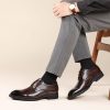 Men Dress Shoes Lace Up Pu Leather Classic Business Party Wedding Rubber Sole Slip Resistant Block Heel Casual Casual