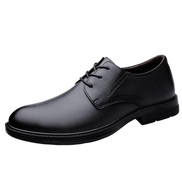 Oxford Shoes for Men Lace Up Vintage Top-Grain Leather Prom Wedding Anti-Slip Non Slip Rubber Sole Block Heel Casual Shoe