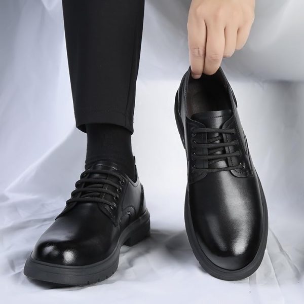 Men's Platform Dress Oxford Formal Shoes Lace Up Genuine Leather Block Heel Wedding Prom Round Toe