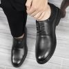 Men's Classic Dress Oxford Shoes - Lace-up Formal Tuxedo Shoes for Wedding, Round Toe Leather, Non Slip Block Heel