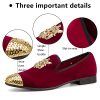 Mens Velvet Loafers Dress Shoes with Metal Embellishments Party Luxury Loafer Shoes
