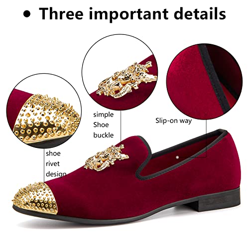 Mens Velvet Loafers Dress Shoes with Metal Embellishments Party Luxury Loafer Shoes