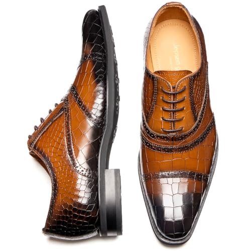 Men's Dress Shoes Genuine Leather Oxfords Luxury Formal Business Suit Shoes with Blake Rapid Stitch