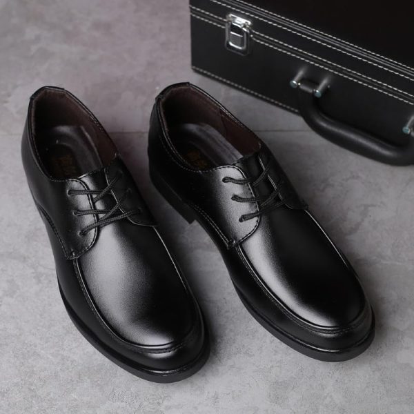 Mens Dress Formal Shoes Calfskin Leather Fashion Lace Up Anti-Slip Non Slip Rubber Sole Block Heel Shoe for Business Office