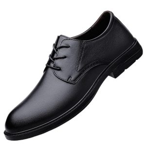Oxford Shoes for Men Lace Up Vintage Top-Grain Leather Prom Wedding Anti-Slip Non Slip Rubber Sole Block Heel Casual Shoe