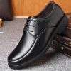 Mens Dress Formal Shoes Calfskin Leather Fashion Lace Up Anti-Slip Non Slip Rubber Sole Block Heel Shoe for Business Office