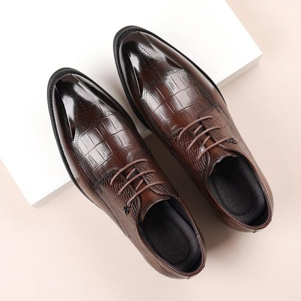 Men Dress Shoes Lace Up Pu Leather Classic Business Party Wedding Rubber Sole Slip Resistant Block Heel Casual Casual