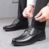 Mens Dress Formal Shoes Calfskin Leather Fashion Lace Up Anti-Slip Non Slip Rubber Sole Block Heel Shoe for Business Office