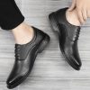 Men's Classic Dress Oxford Shoes - Lace-up Formal Tuxedo Shoes for Wedding, Round Toe Leather, Non Slip Block Heel