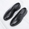 Men's Leather Platform Block Heel Oxfords Classic Round Toe Lace Up Lug Sole Soft Bottom Business Work Dress Shoes for Weddings