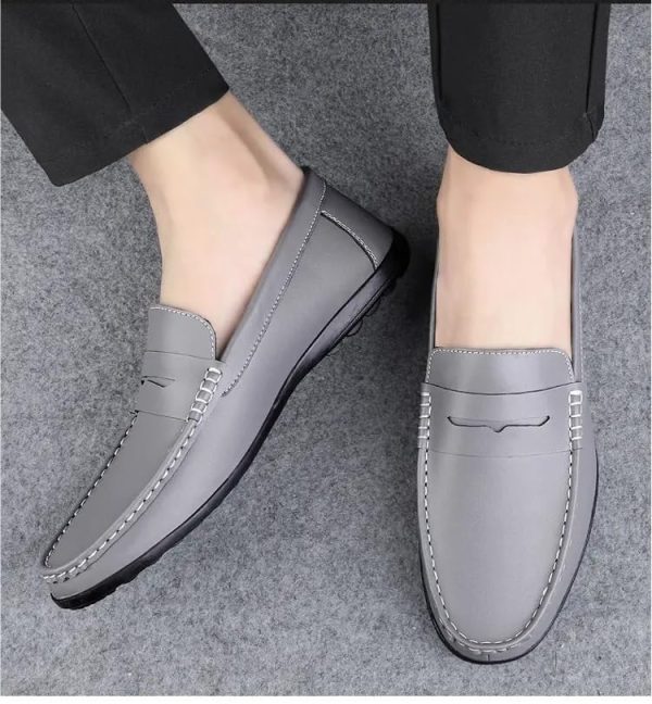 PU Leather Slip Resistant Flat Heel Lightweight Classic Slip-on Party Shoes Wedding Loafers for Mens
