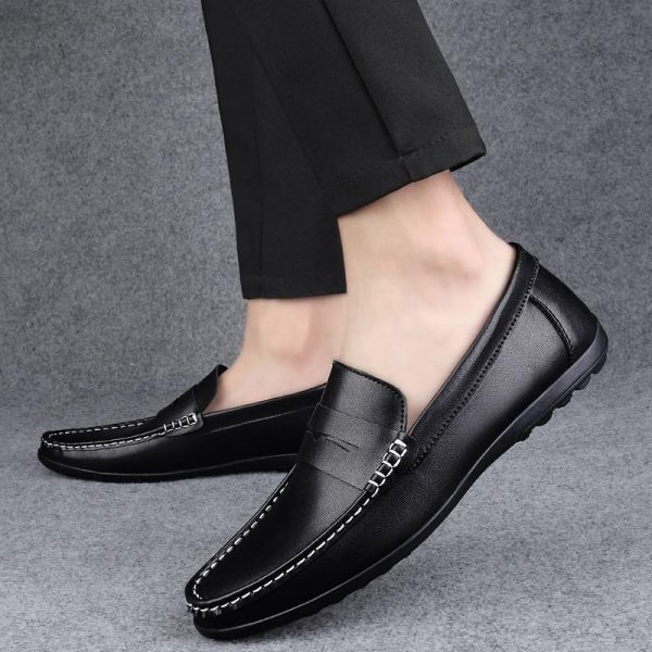 PU Leather Slip Resistant Flat Heel Lightweight Classic Slip-on Party Shoes Wedding Loafers for Mens