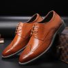 Formal Shoes for Men Lace Up Leather Uniform Prom Wedding Slip Resistant Block Heel Rubber Sole Casual Shoe Round Toe
