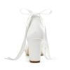 Wedding Shoes for Bride Block Heel Bridal Heels Closed Toe Pearl Heels Bridal Shoes