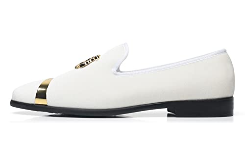 Men's Dress Loafers Velvet Gold Buckle Handmade Party Wedding Shoes