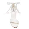 Pearl Wedding Shoes Open Toe Block Heel Wedding Sandals Chunky Heel Bridal Shoes