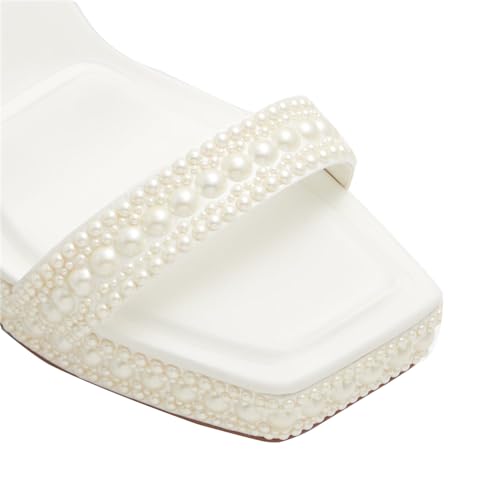 Womens Open Toe Pearl Platform Heels For Women Chunky Buckle Ankle Strap Wedding Heeled Sandals Dress Evening Bride Bridal Shoes