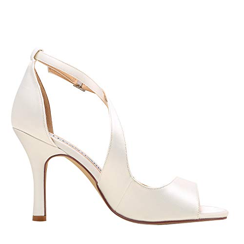 Sandals for Women Peep Toe High Heels Cross Strappy Wedding Evening Dress Shoes Buckle Stain