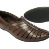 Punjabi Jutti for Mens Breathable Brown Fashion Loafers Sherwani Shoes Indian Flat Ethnic