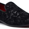 SPK35 Men's Vintage Velvet Flower Designer Dress Loafers Slip On Shoes Classic Tuxedo Dress Shoes