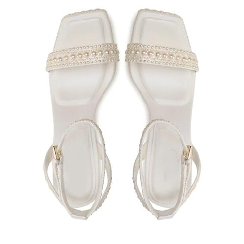 Womens Open Toe Pearl Platform Heels For Women Chunky Buckle Ankle Strap Wedding Heeled Sandals Dress Evening Bride Bridal Shoes
