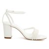 Block Heel Wedding Shoes for Bride Pearl Heels Open Toe Bridal Shoes Chunky Heel Wedding Sandals