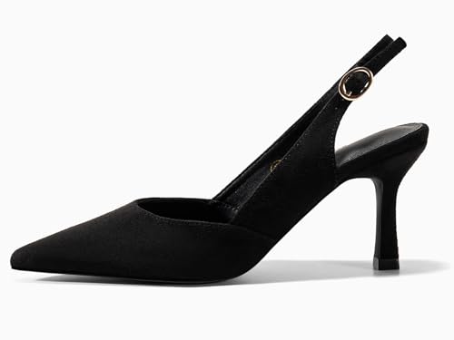 Women's Slingback Kitten Heels Closed Pointed Toe Wedding Party Dress Pumps Shoes