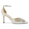 High Heel Wedding Shoes for Bride Closed Toe Bridal Heels Rhinestones Butterfly Prom Evening Party Shoes