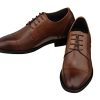 Men's Invisible Height Increasing Elevator Shoes - Dark Brown Premium Leather Lace-up Micro-Perforated Formal Derby Oxfords -