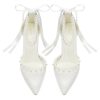 Wedding Shoes for Bride Block Heel Bridal Heels Closed Toe Pearl Heels Bridal Shoes