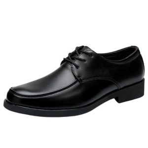 Formal Shoes for Men Waterproof Leather Round Toe Classic Lace Up Evening Prom Wedding Anti-Slip Non Slip Rubber Sole Block Heel