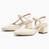 Women's Slingback Chunky Low Heels Closed Square Toe Heel Wedding Party Dress Pumps Shoes