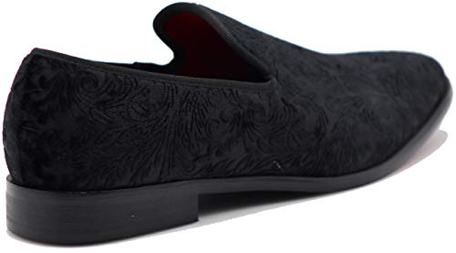 SPK35 Men's Vintage Velvet Flower Designer Dress Loafers Slip On Shoes Classic Tuxedo Dress Shoes