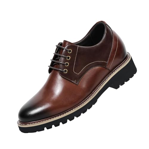 3.15 inch Invisible Height Increasing Men's Elevator Shoes, 8cm Hidden Lift Breathable All-Day Comfort, Full-Grain Oxford