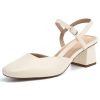 Women's Slingback Chunky Low Heels Closed Square Toe Heel Wedding Party Dress Pumps Shoes