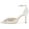 High Heel Wedding Shoes for Bride Closed Toe Bridal Heels Rhinestones Butterfly Prom Evening Party Shoes